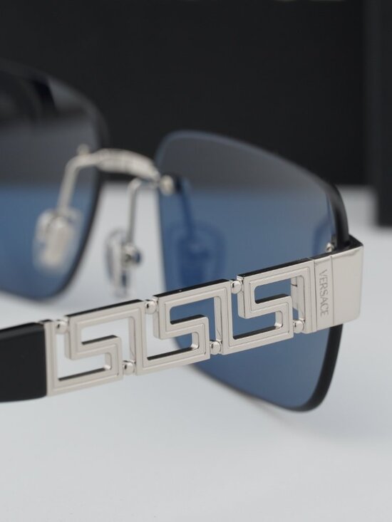 Versace VE2298 1001/80 Rectangle Sunglasses – Silver / Blue main image 6